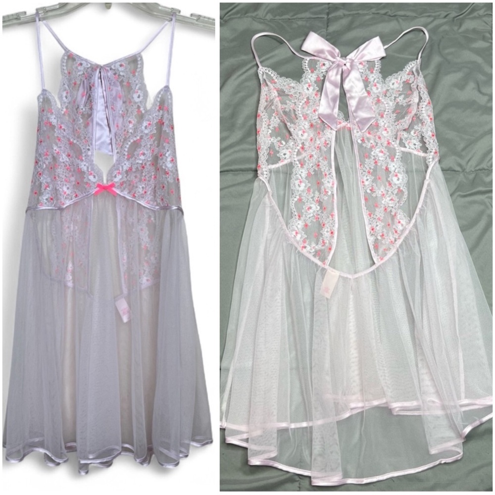 Large Victoria’s Secret Romantic Sheer Babydoll Slip